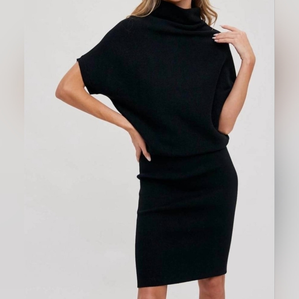 Blue Ivy Slouchneck Dolman Midi Dress In Blqck Size Small NWT!